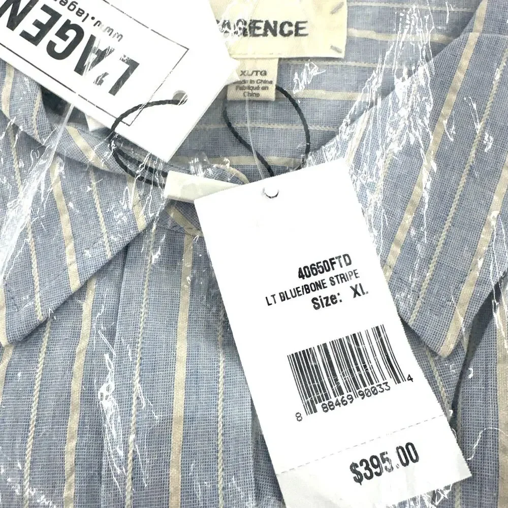 L'Agence Women's Light Blue/Bone Stripe Daniella Shirt Size XL